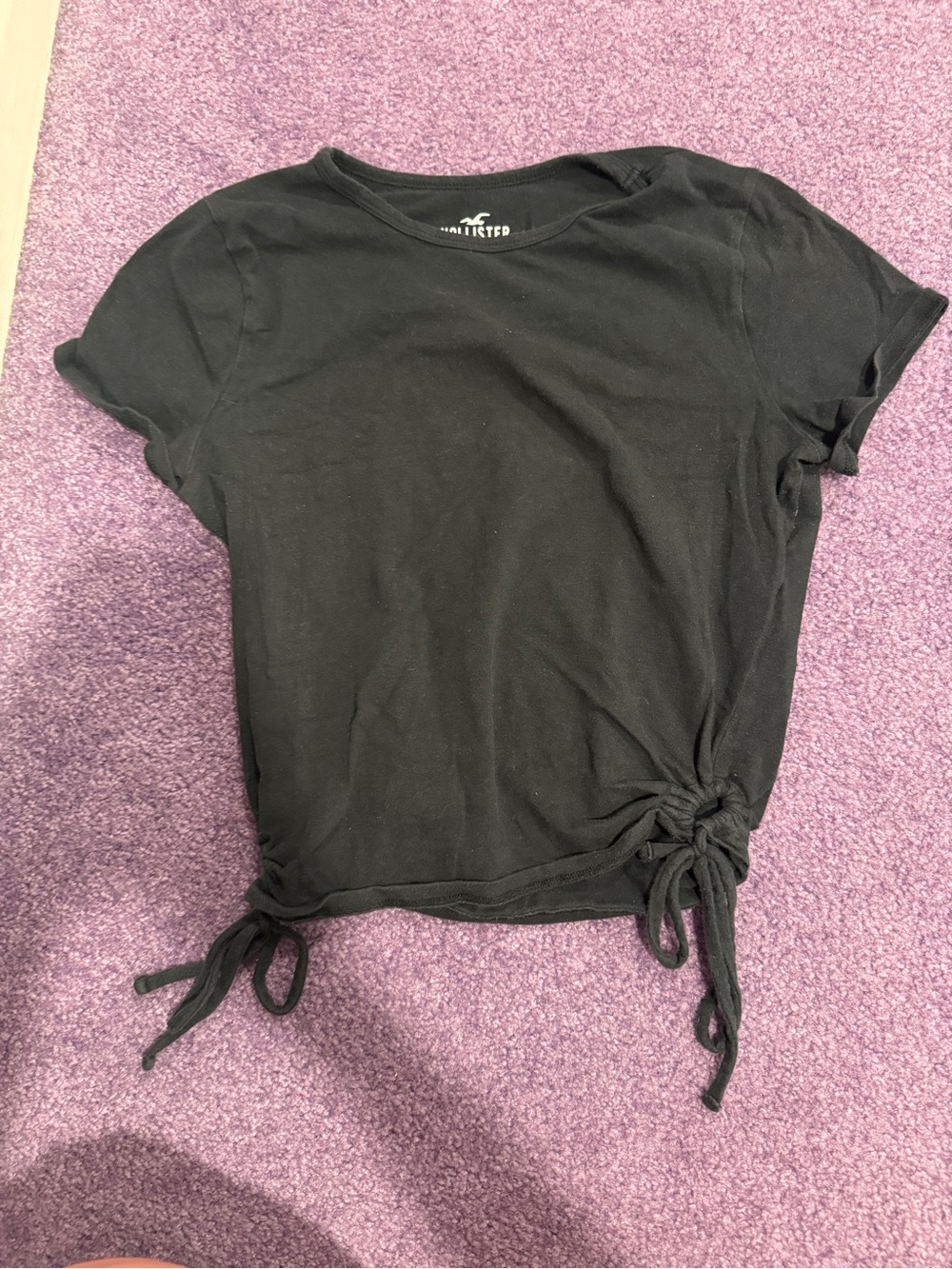 Hollister Black Short Sleeve Tie-Detail Tee